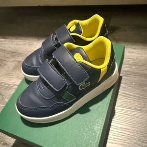 Lacoste Kids' Navy and Neon Yellow Sneakers